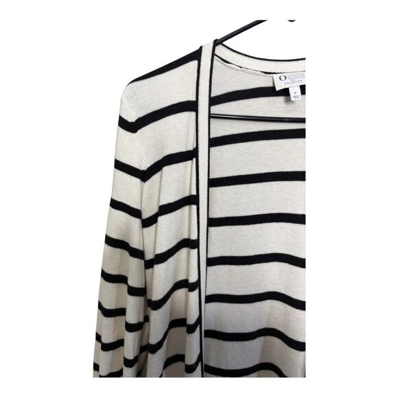 Talbots Oprah collection striped open front cardigan white black size P small - Picture 4 of 8